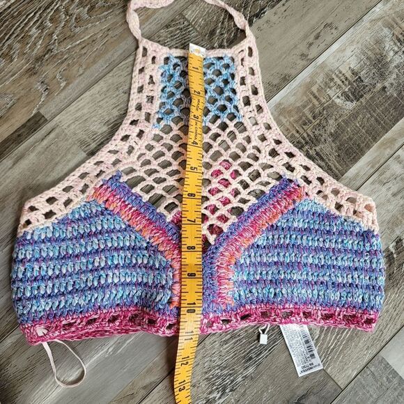 New Zara Crochet Multicolored Crop Top Size Large - Picture 7 of 7